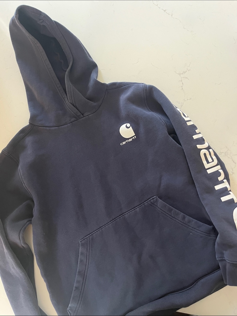 Carhartt Navy Blue Logo Pullover Hoodie